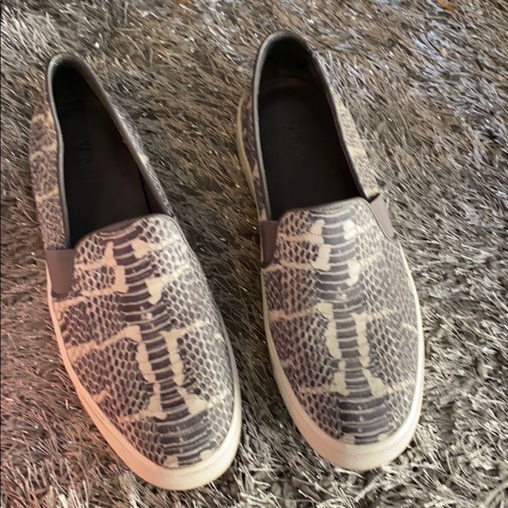 Vince animal print slip ons